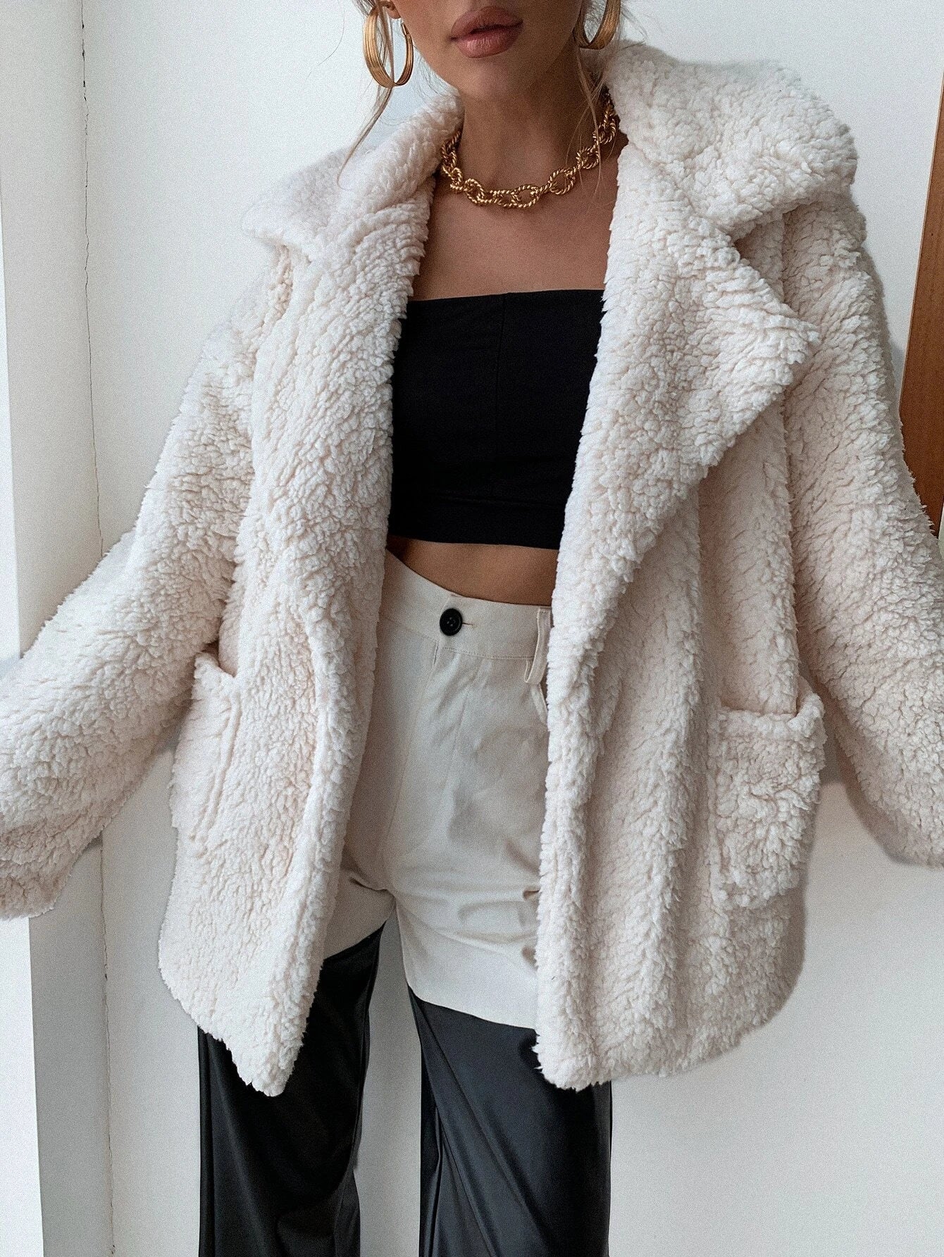 Florez Pocket Patched Fleece Coat