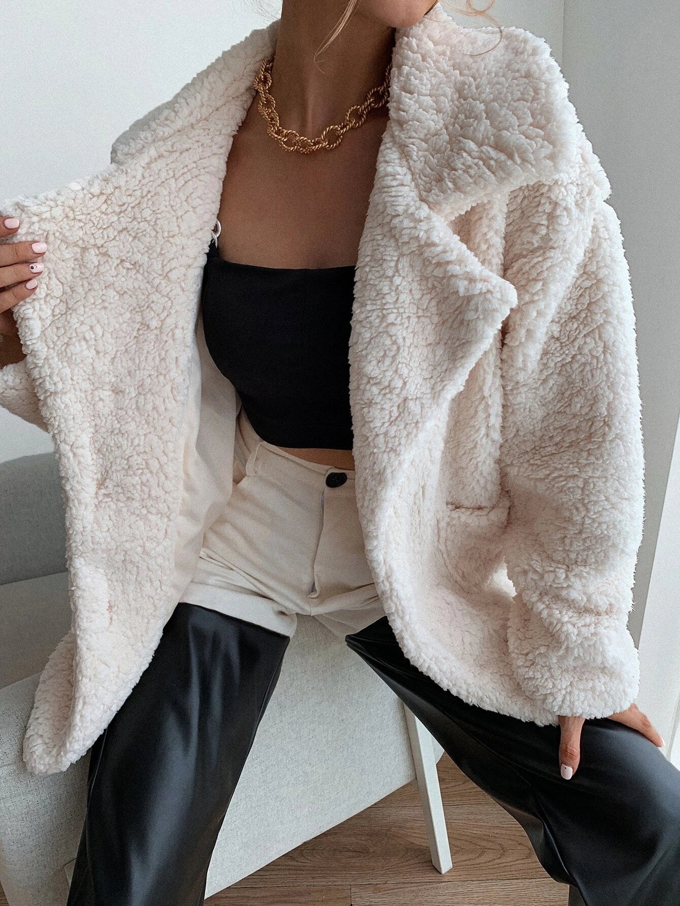 Florez Pocket Patched Fleece Coat