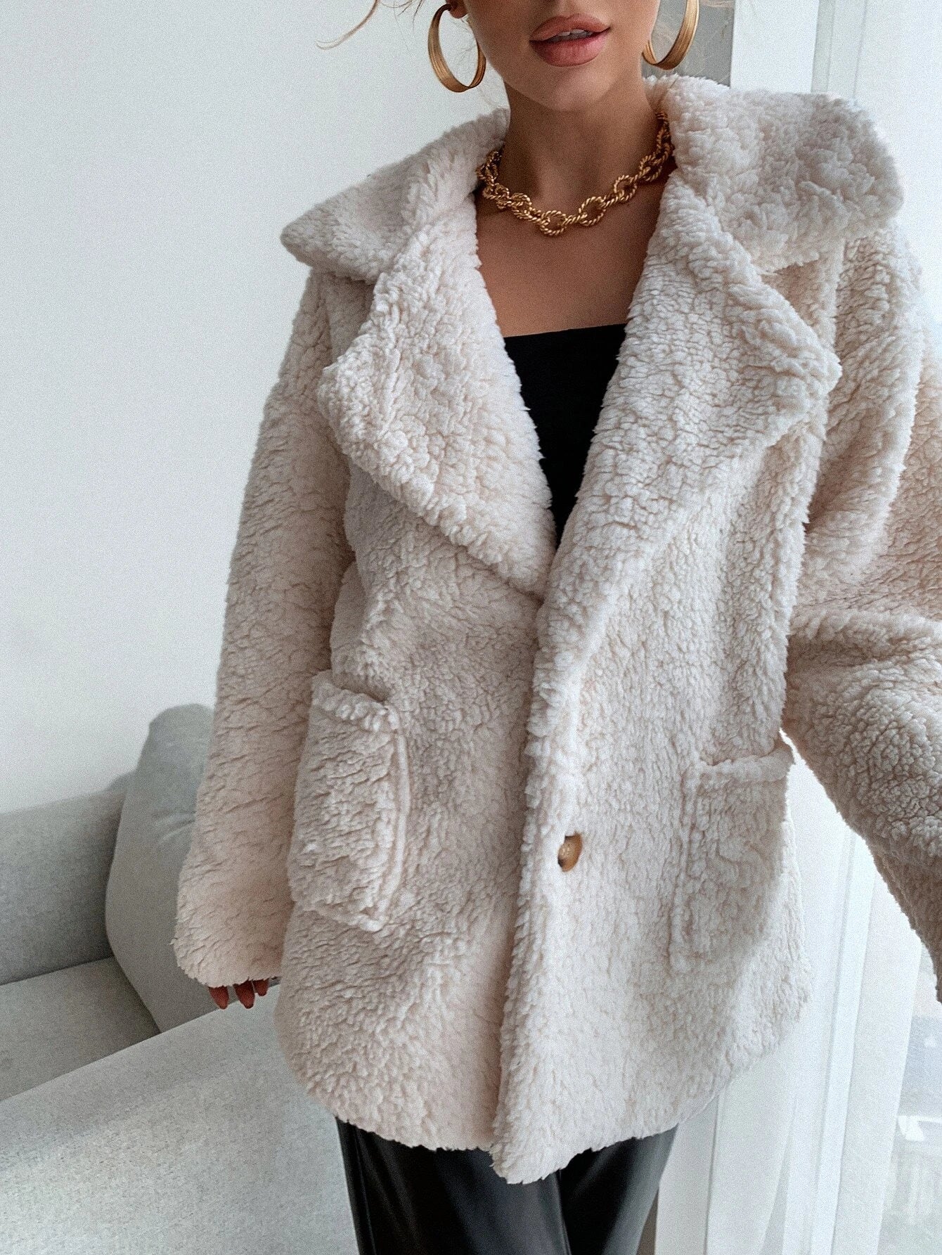 Florez Pocket Patched Fleece Coat