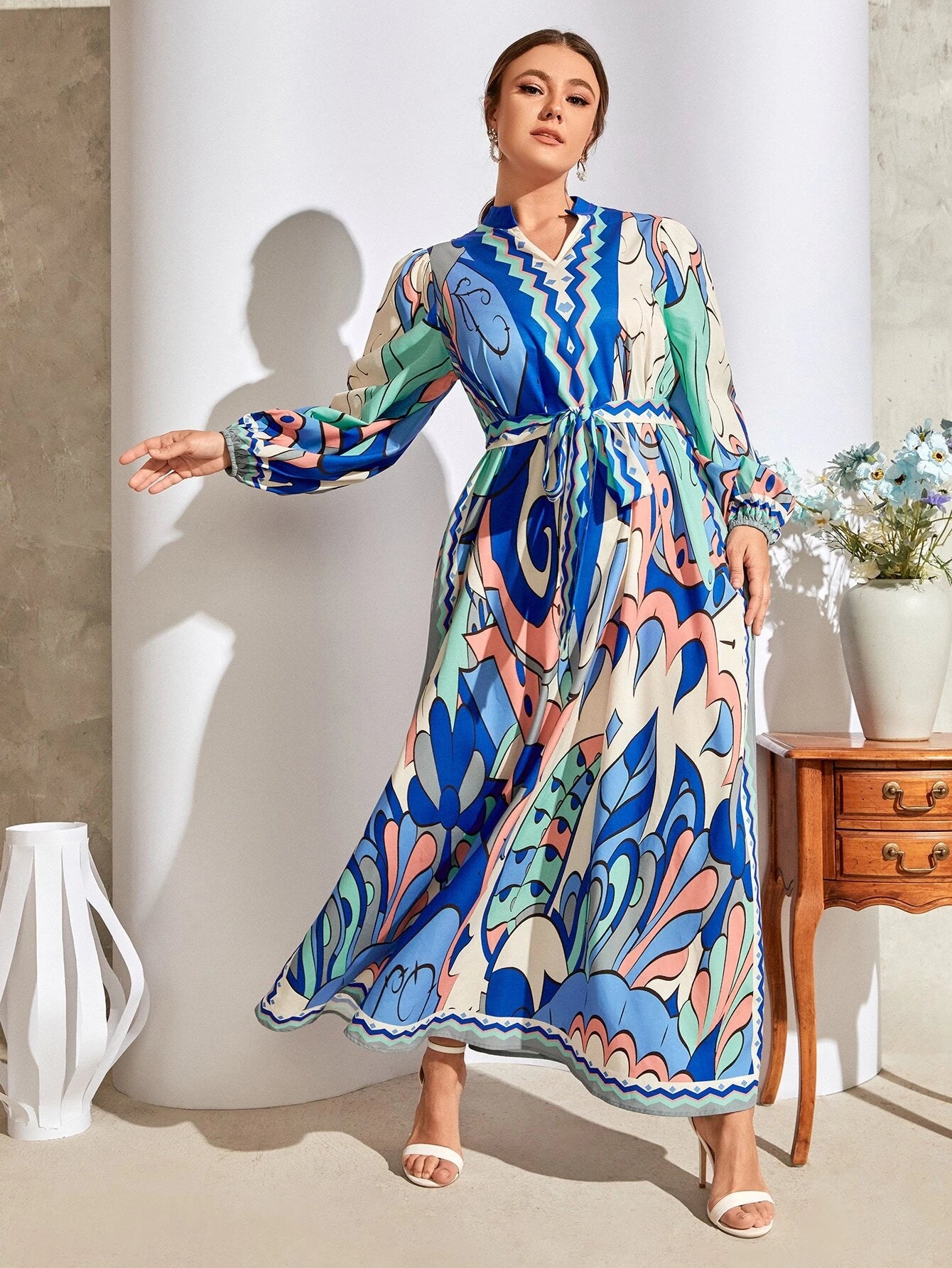Clo Lantern Sleeve Maxi Dress