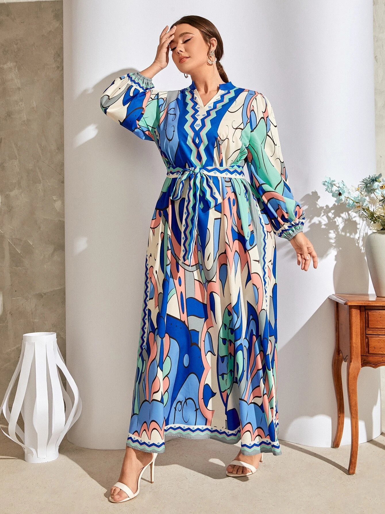 Clo Lantern Sleeve Maxi Dress