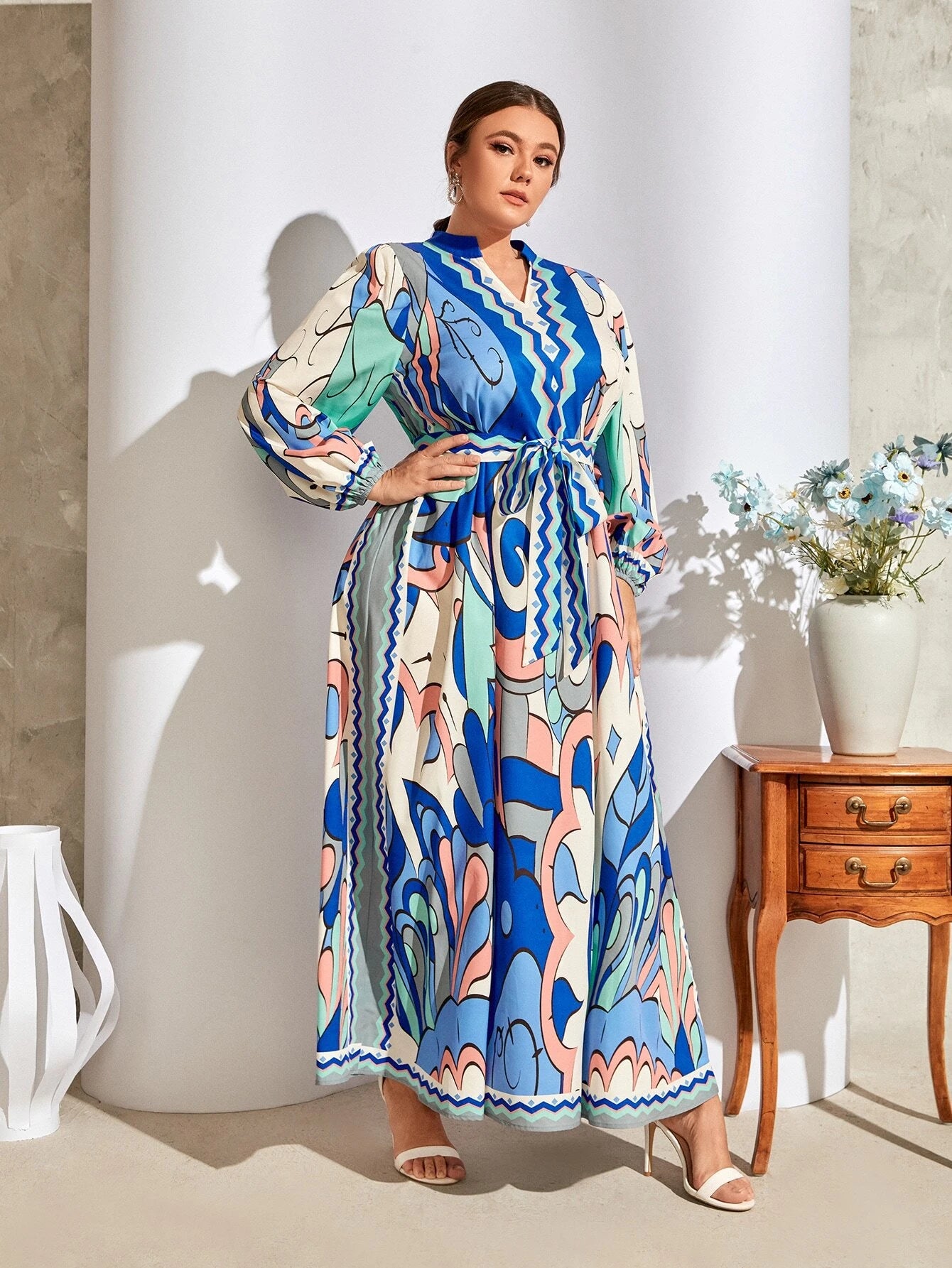 Clo Lantern Sleeve Maxi Dress