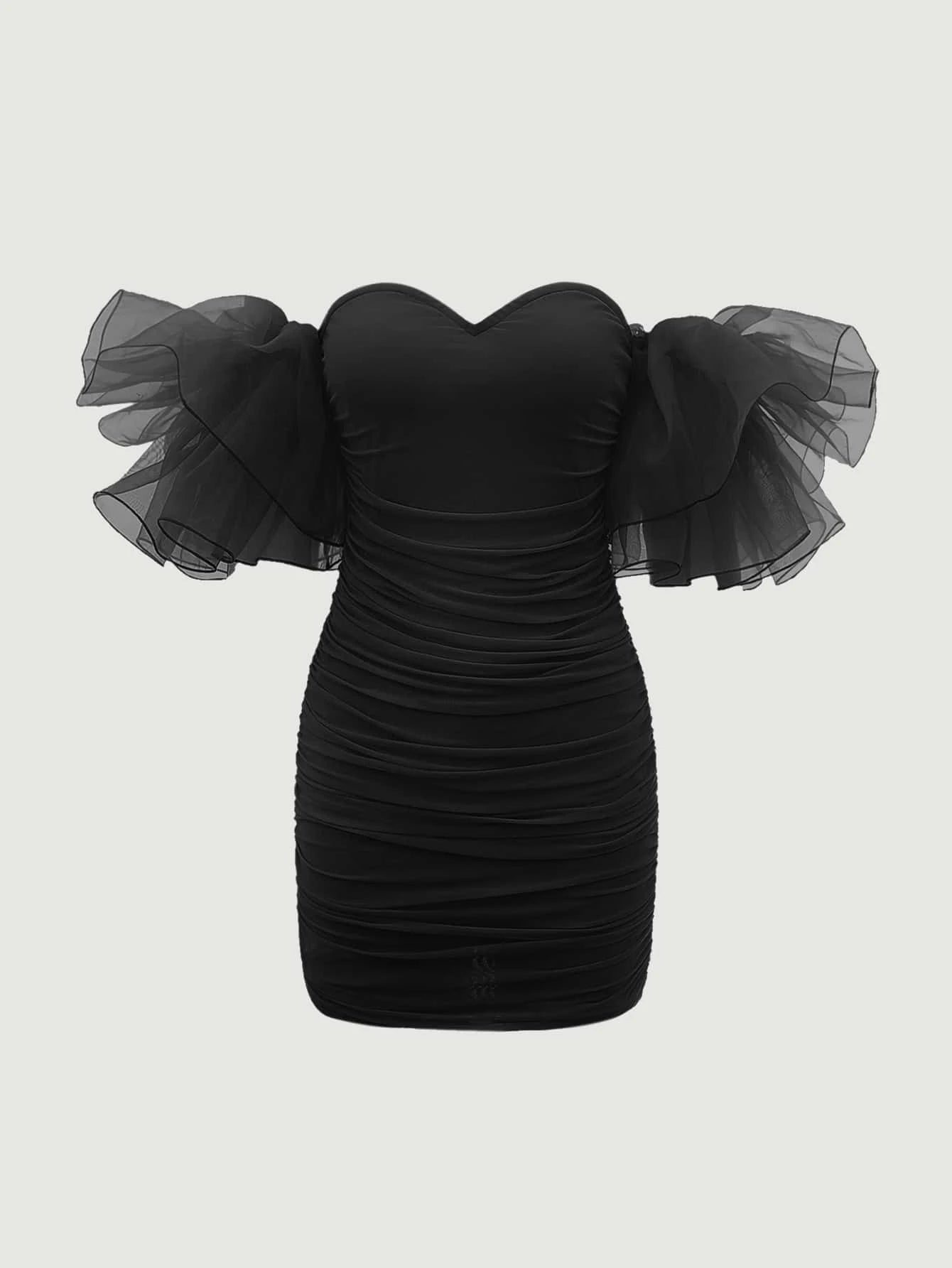 Lolita Off Shoulder Exaggerated Ruffle Mini Dress