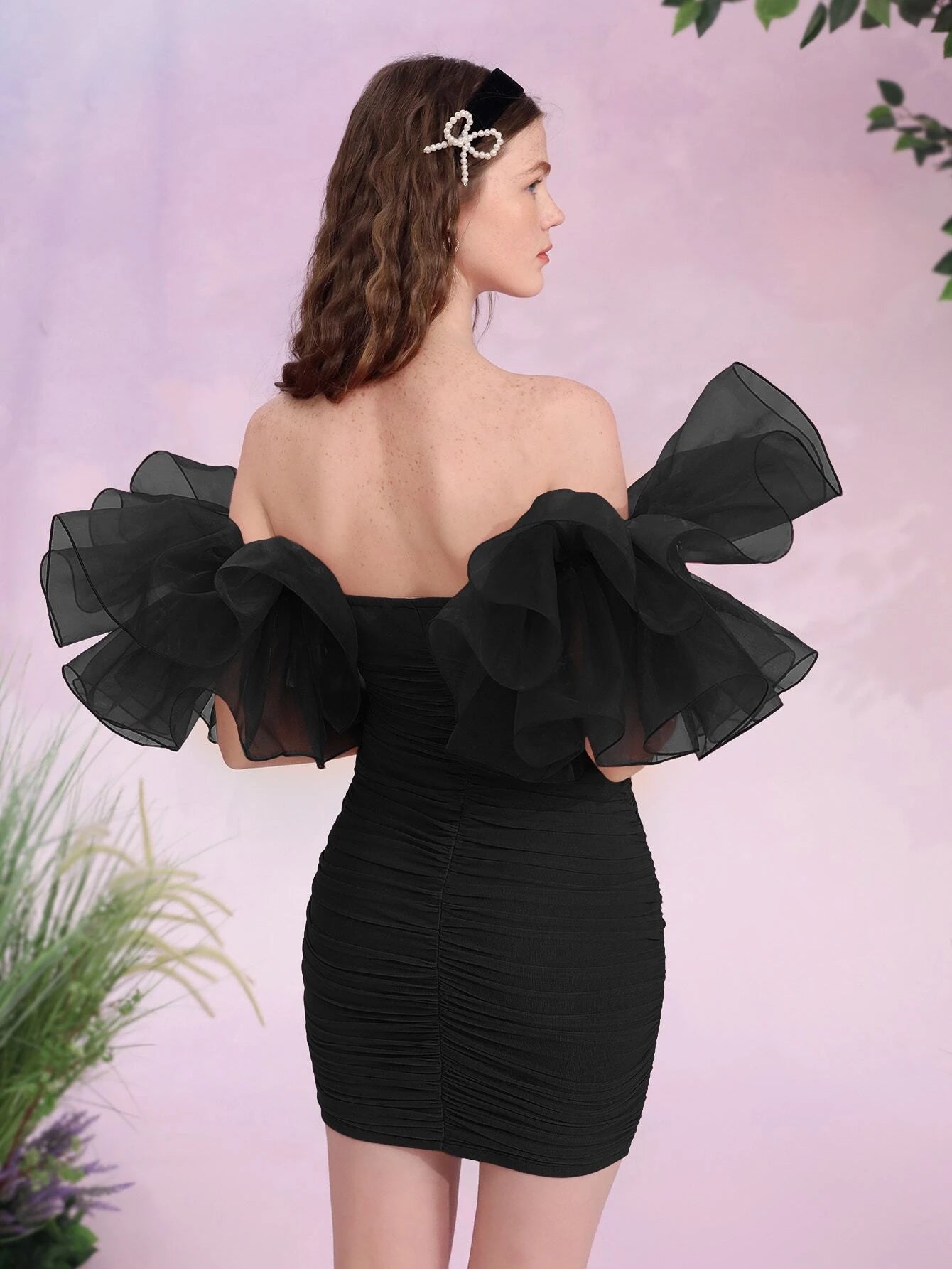 Lolita Off Shoulder Exaggerated Ruffle Mini Dress