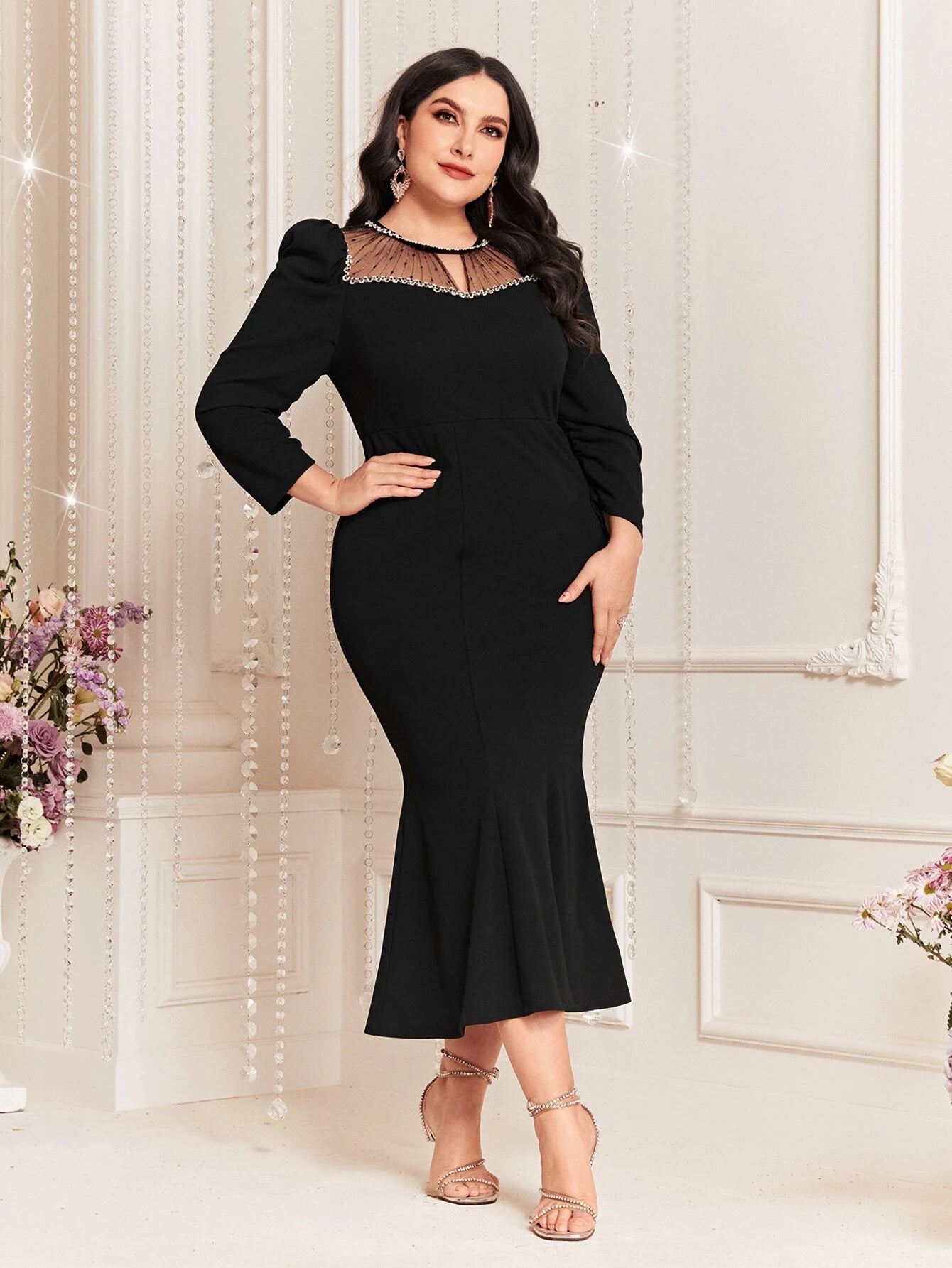 Fanny Puff Sleeve Dress - Black