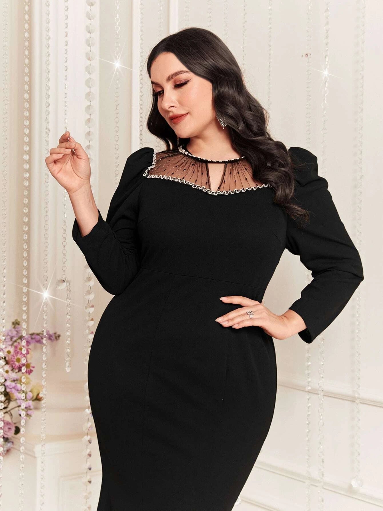 Fanny Puff Sleeve Dress - Black