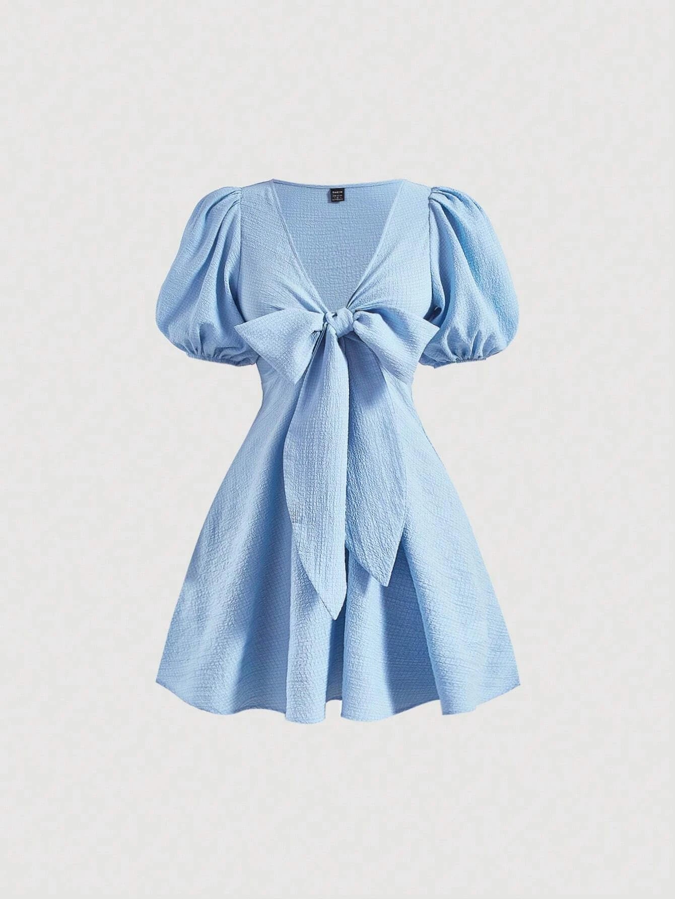 Coco Tie Front Puff Sleeve Dress