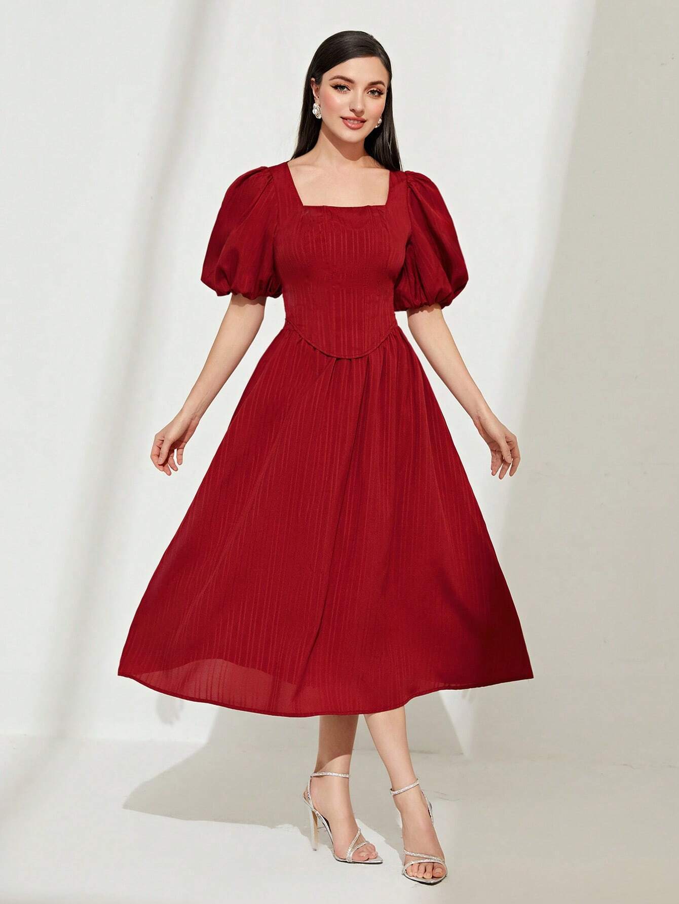 Aurora Puff Sleeve Top & Skirt - Burgundy