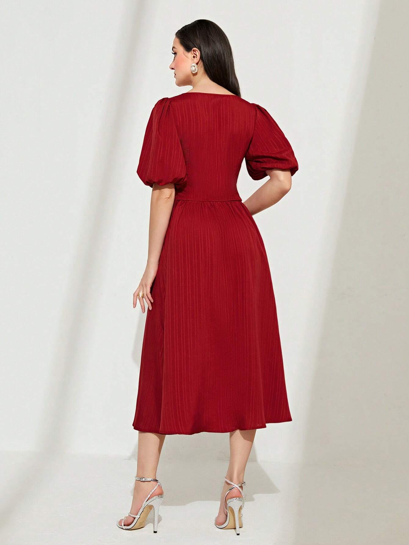 Aurora Puff Sleeve Top & Skirt - Burgundy