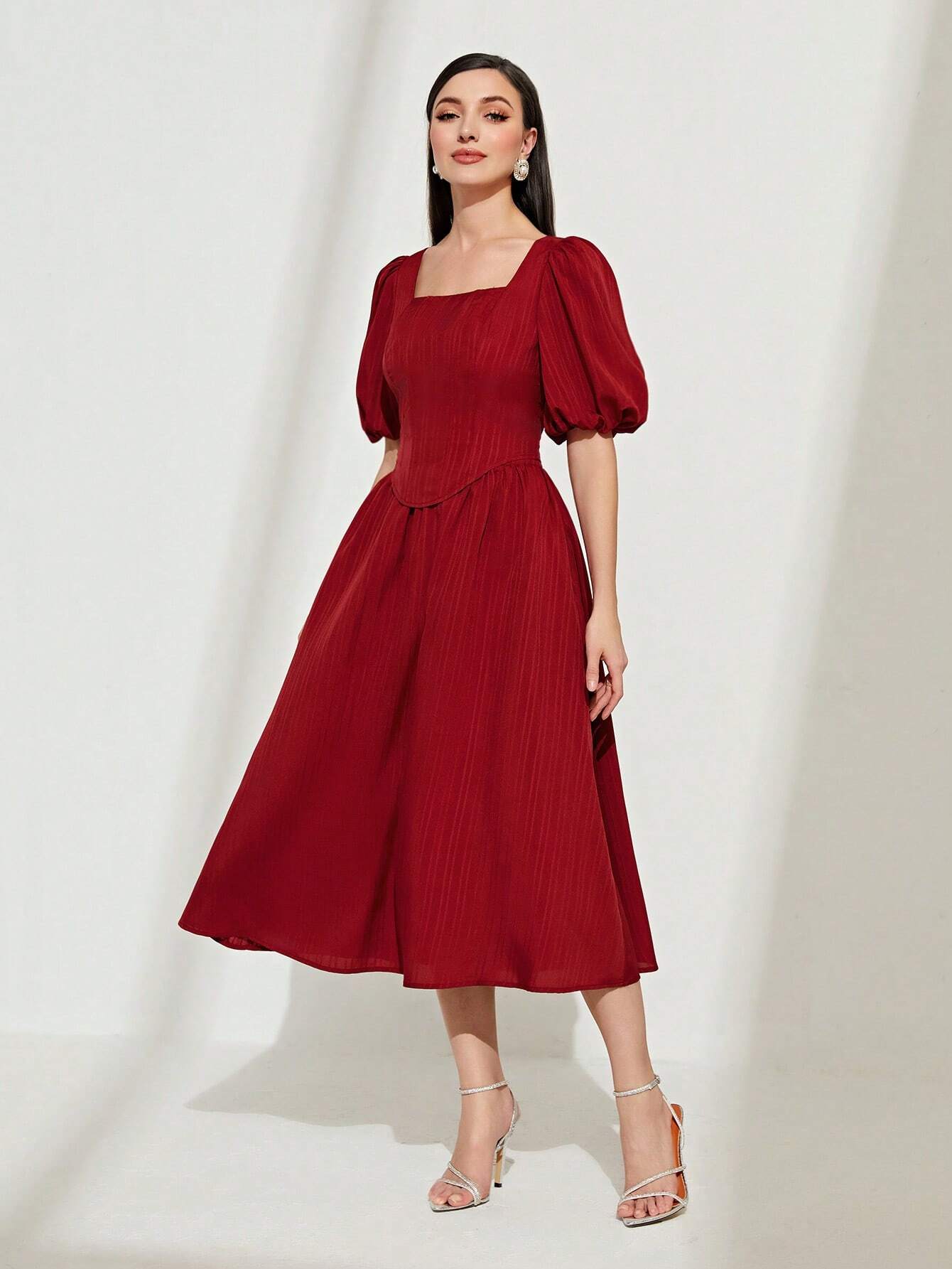 Aurora Puff Sleeve Top & Skirt - Burgundy