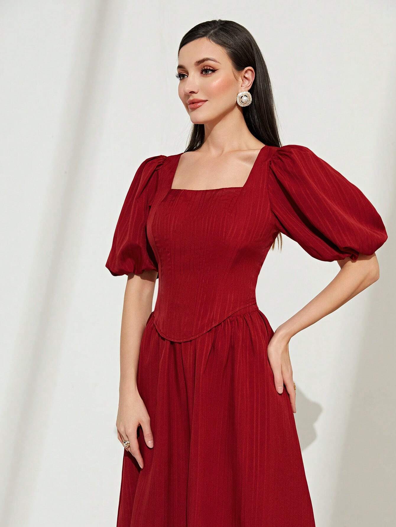 Aurora Puff Sleeve Top & Skirt - Burgundy