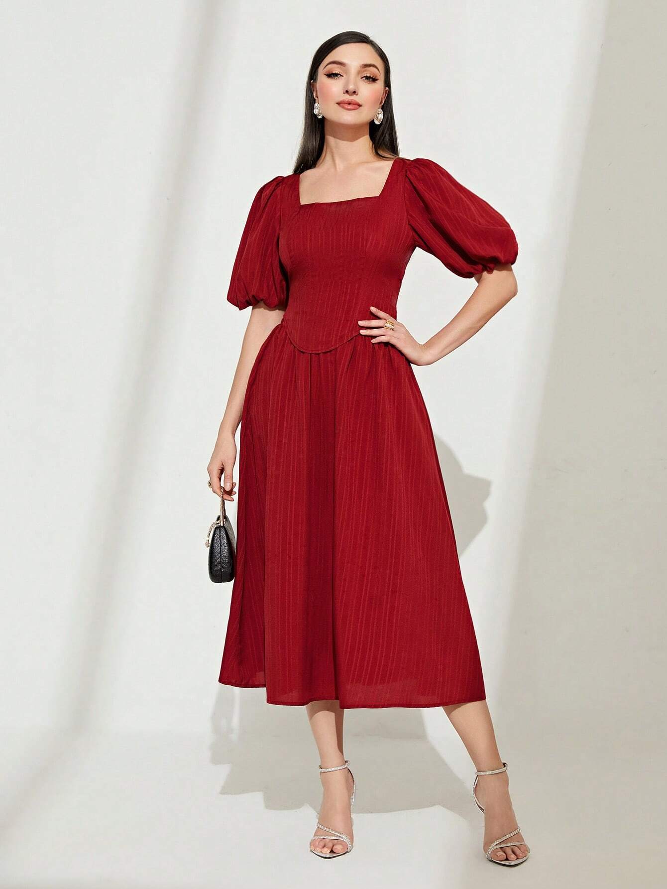 Aurora Puff Sleeve Top & Skirt - Burgundy