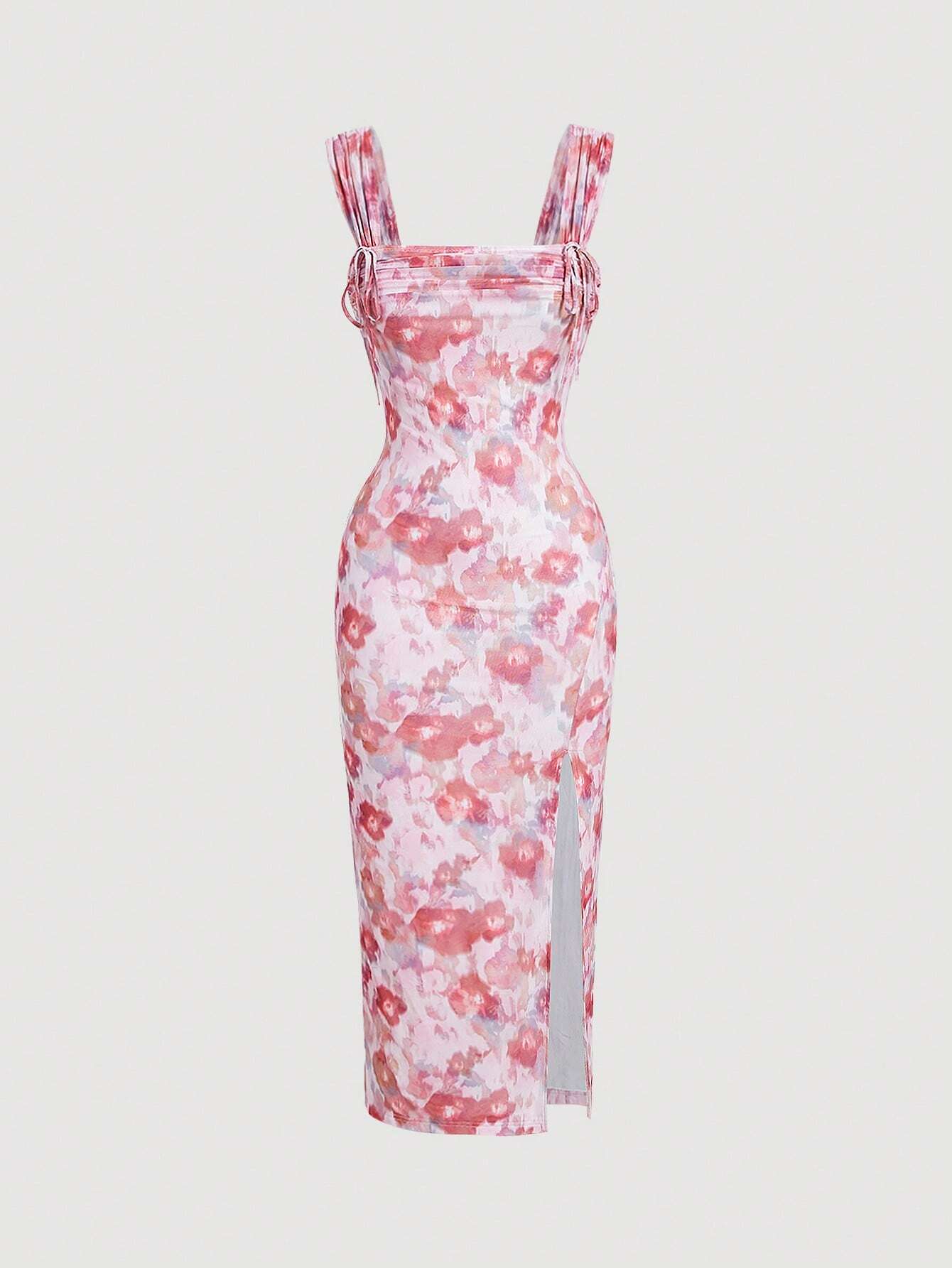 Florence Split Thigh Cami Dress- Floral