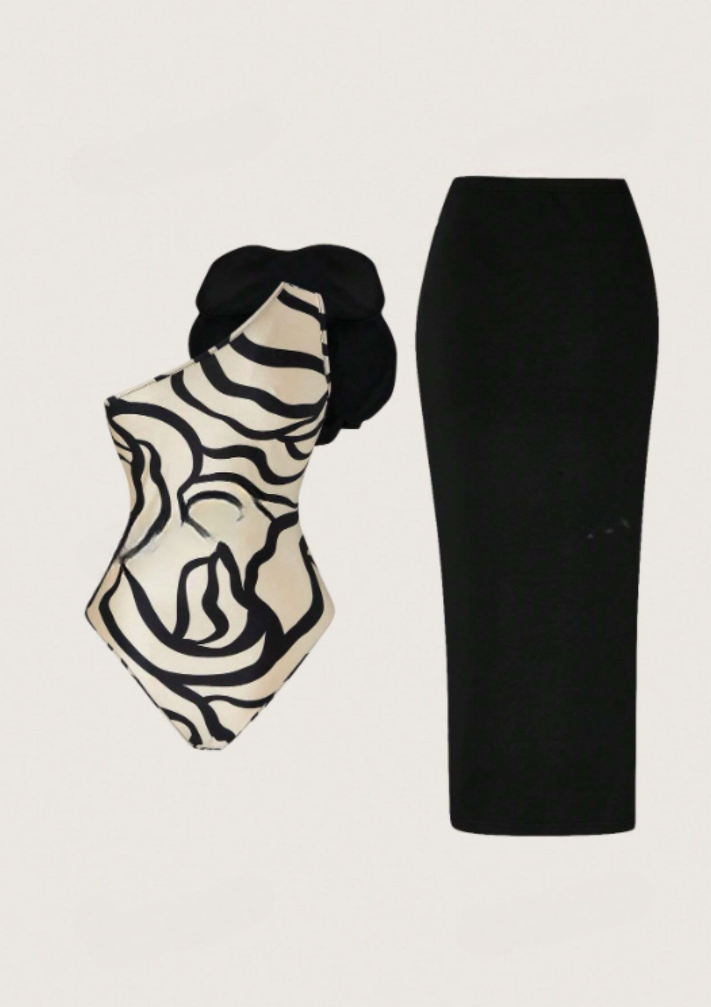 ELMA EXAGGERATED FLORAL SKIRT SET