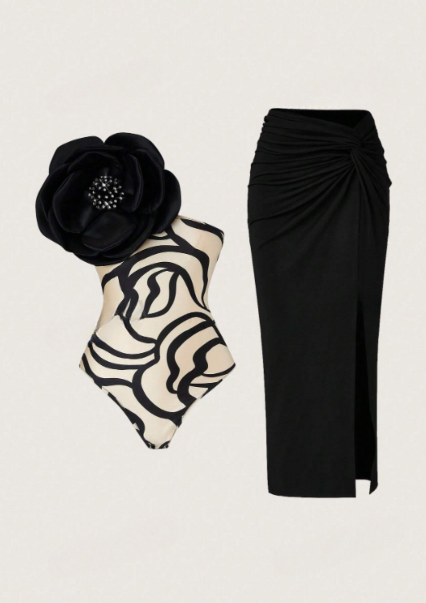 ELMA EXAGGERATED FLORAL SKIRT SET