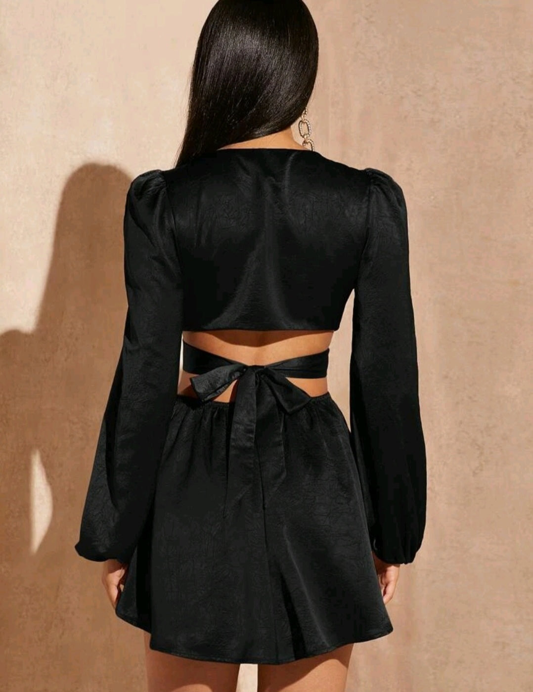 Fiona Plunging Neck Cut Out Tie Back Romper