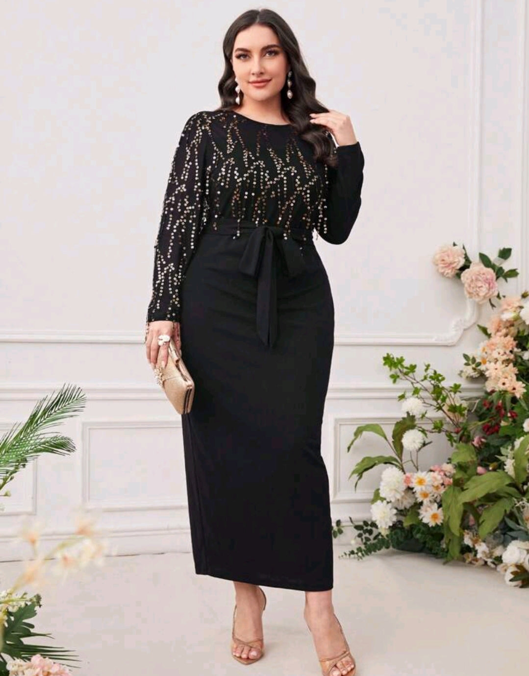 Catarina Sequin Belted Dress