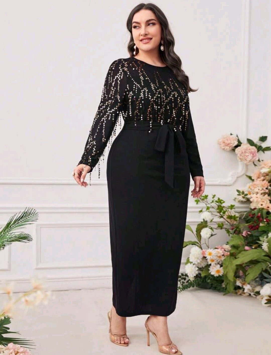 Catarina Sequin Belted Dress