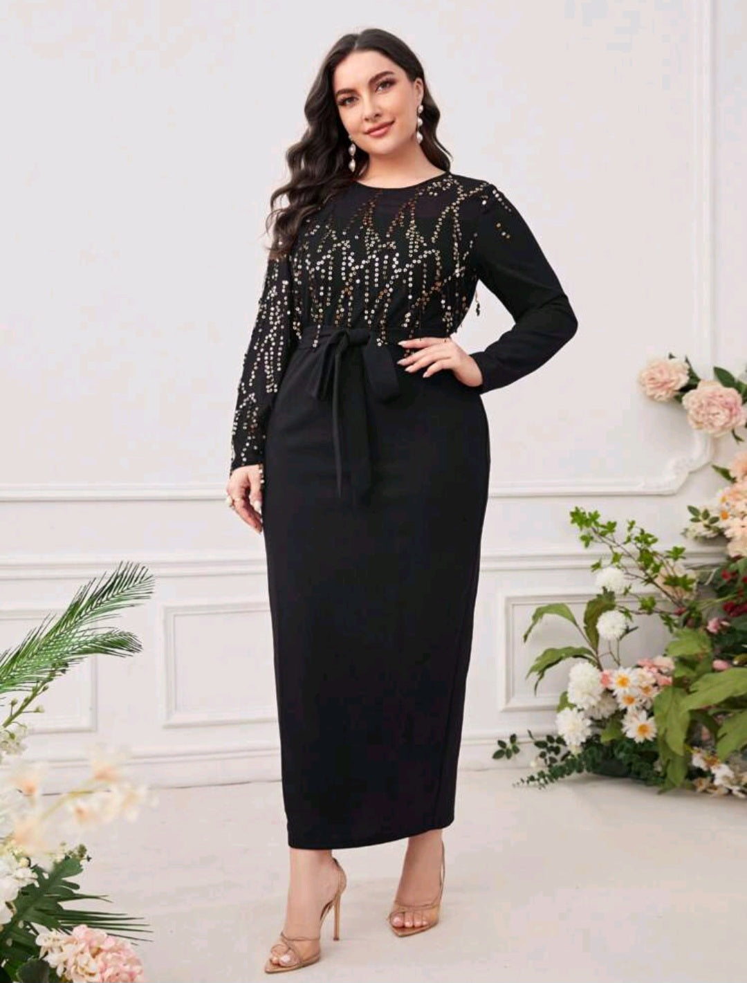 Catarina Sequin Belted Dress