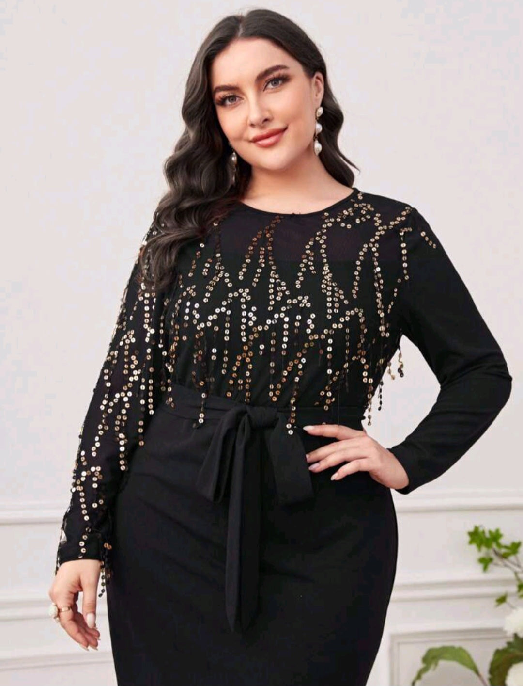 Catarina Sequin Belted Dress