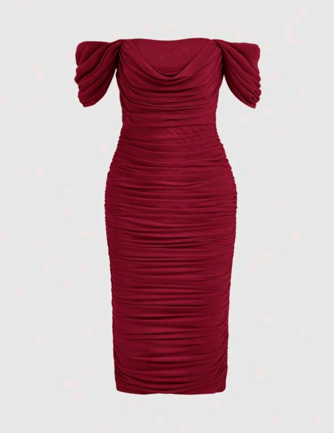 Luella Off Shoulder Ruched Bodycon Dress - Burgundy