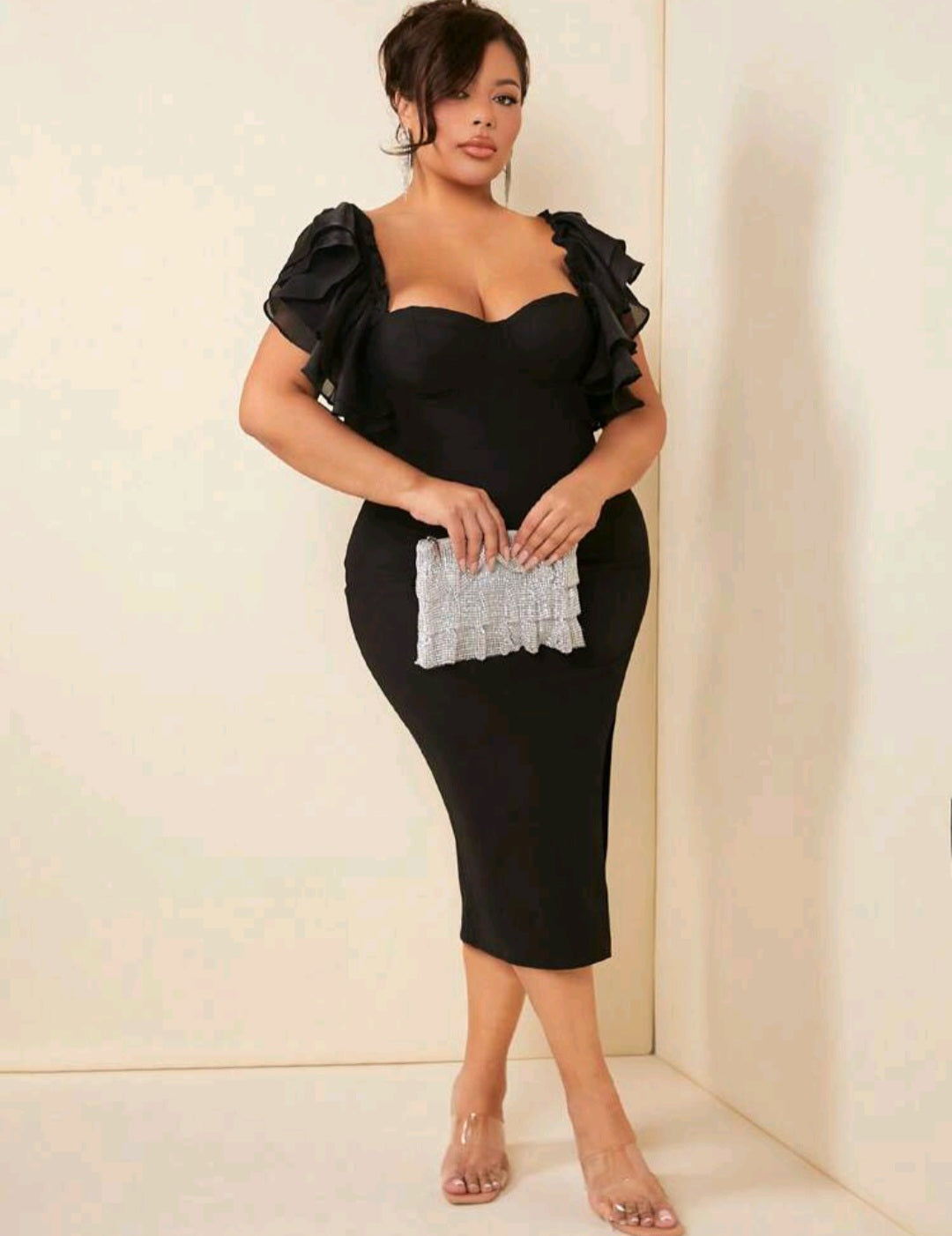 Stephanie Sweetheart Split Thigh Midi Dress