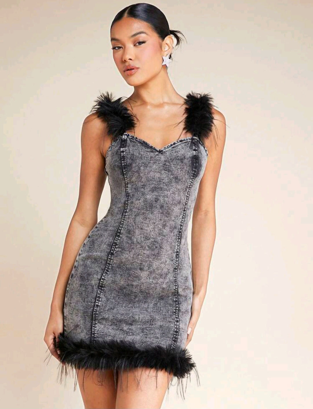 Lilli Fuzzy Denim Mini Dress