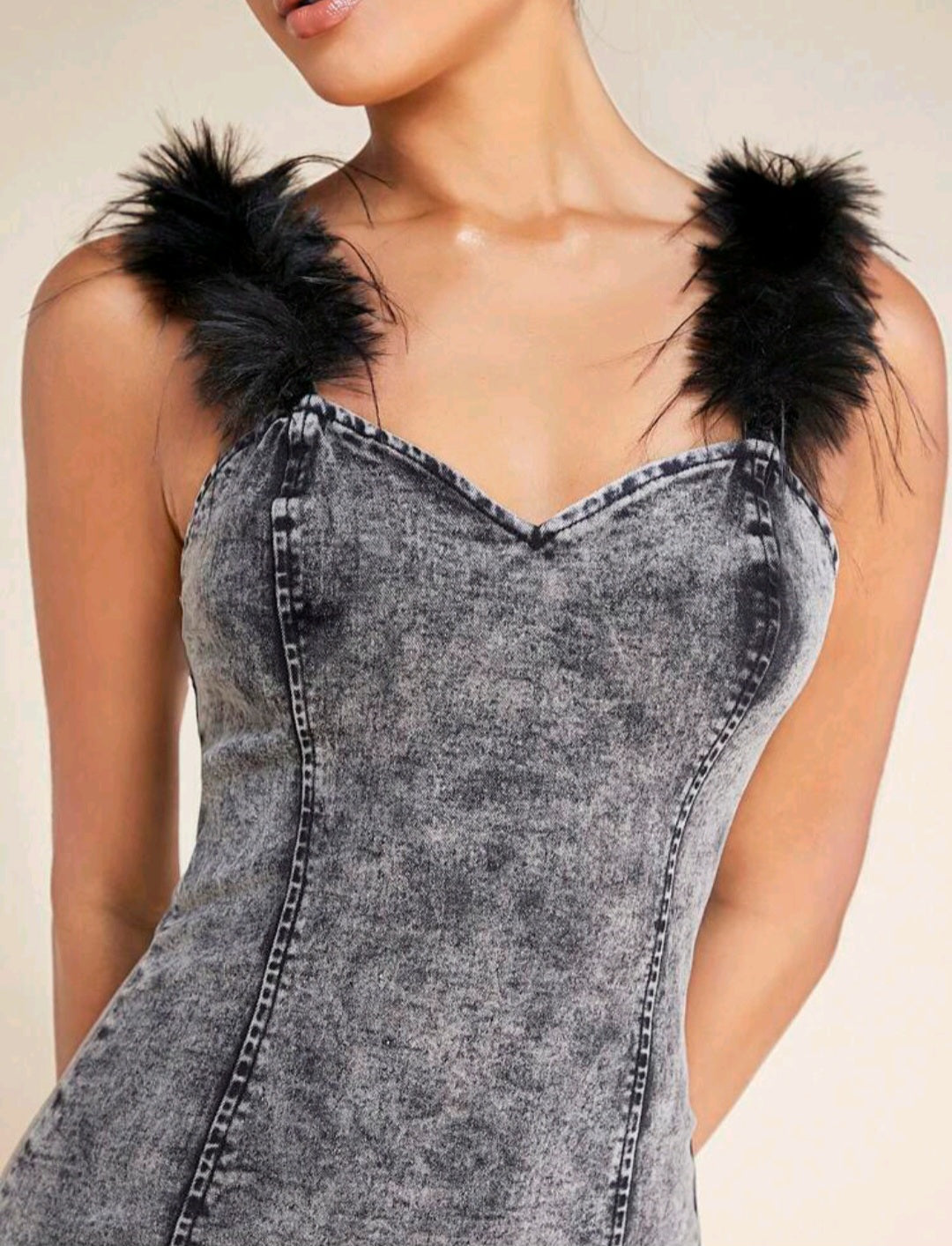 Lilli Fuzzy Denim Mini Dress