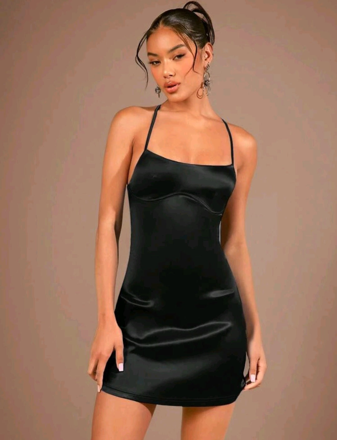 Molly Lace Up Backless Satin Mini Dress