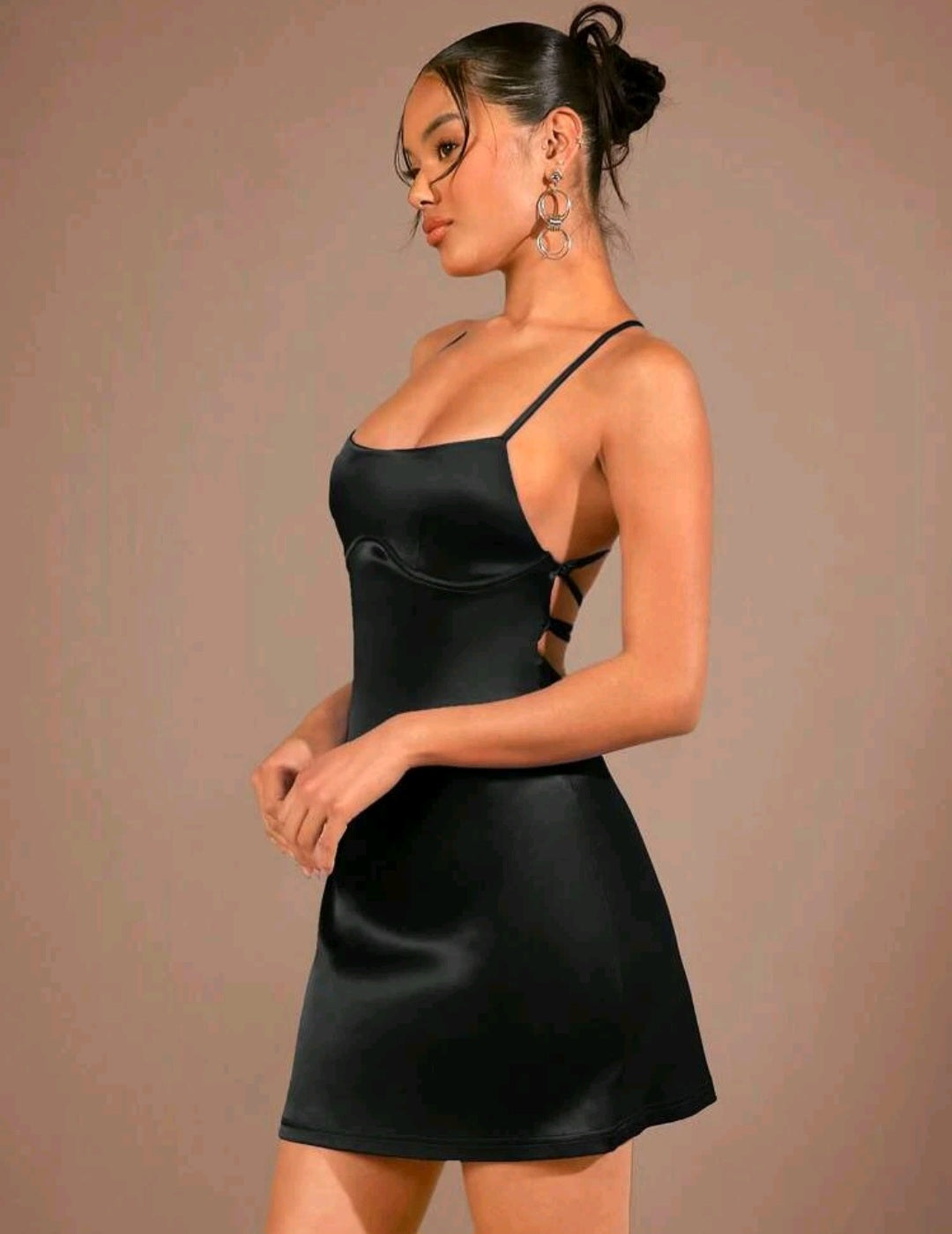 Molly Lace Up Backless Satin Mini Dress