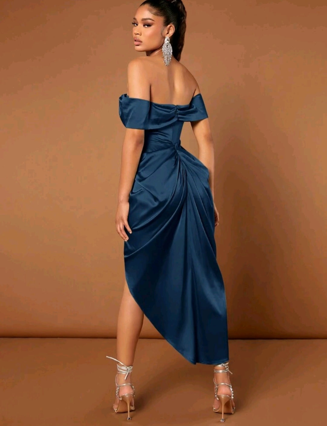 LILLY OFF SHOULDER SATIN DRESS