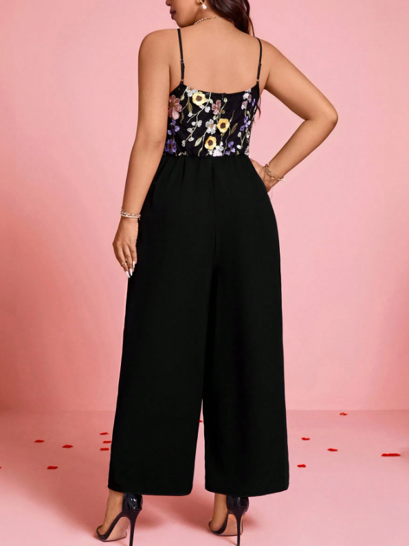 AMALIA EMBROIDERY FLORAL JUMPSUIT