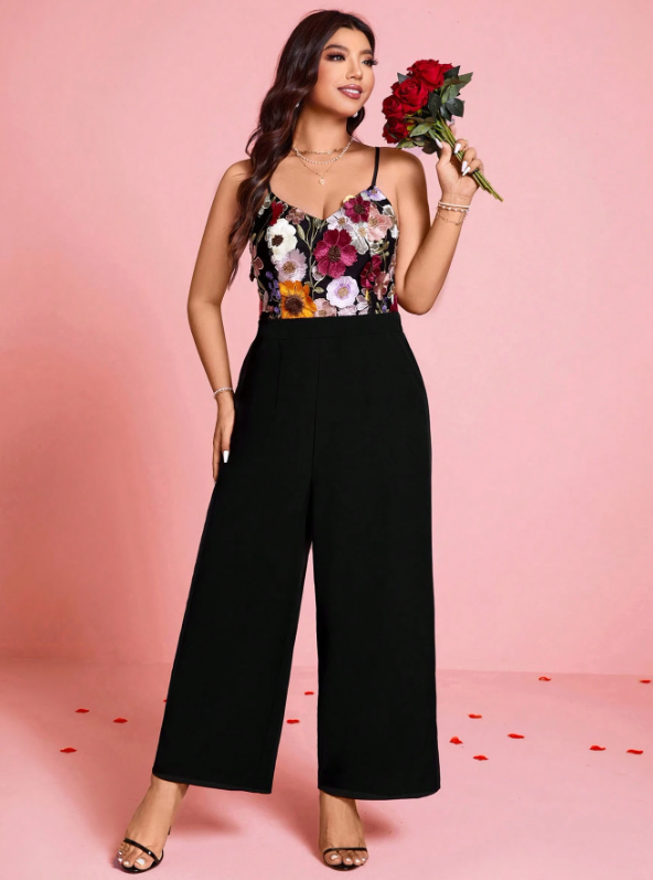 AMALIA EMBROIDERY FLORAL JUMPSUIT