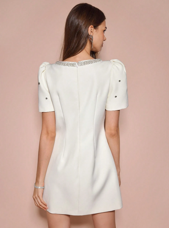 ABRIL PEARL MINI DRESS - WHITE