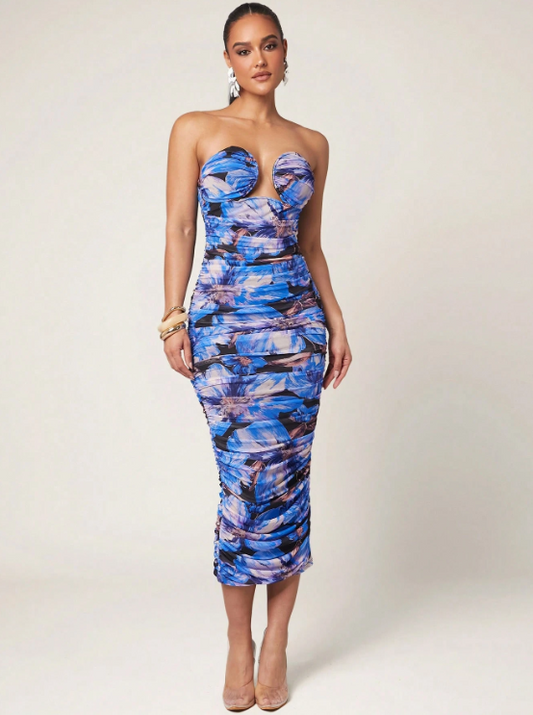 SOLIS TUBE TOP DRESS-FLORAL