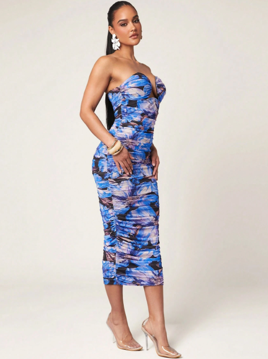 SOLIS TUBE TOP DRESS-FLORAL