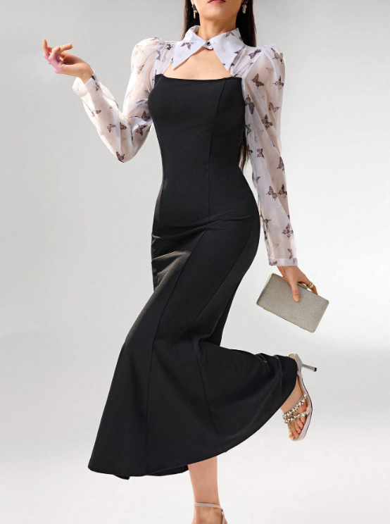 SERAPHINA BUTTERFLY MIDI DRESS