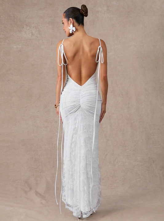 MIA BACKLESS LACE MAXI DRESS