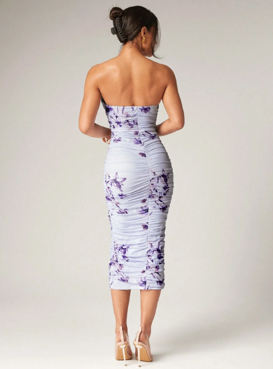 AMELIA FLOWER MIDI DRESS-PURPLE