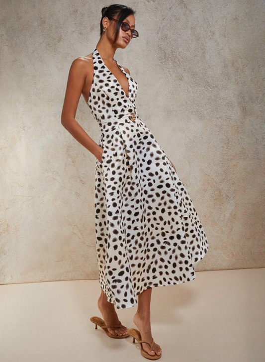 LINA BACKLESS HALTER NECK DRESS