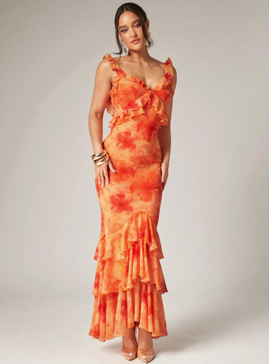 BLOOM RUFFLES MAXI DRESS