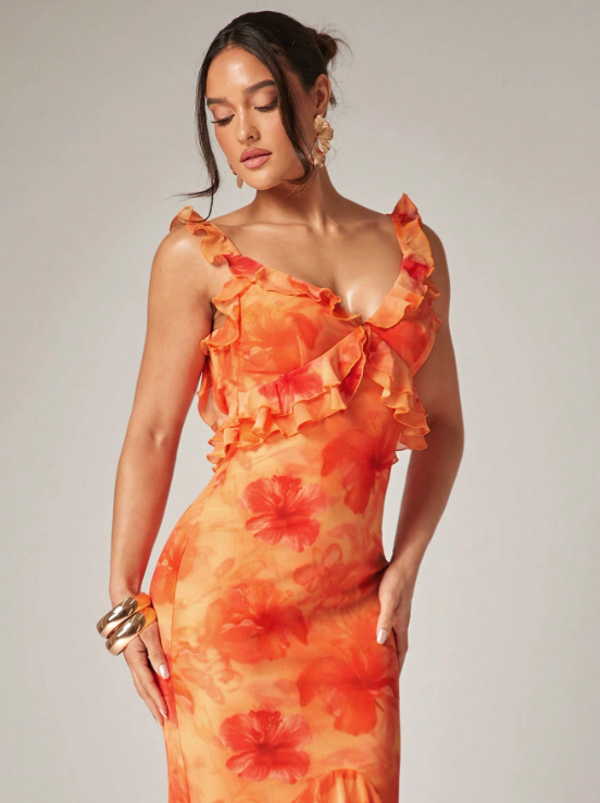 BLOOM RUFFLES MAXI DRESS