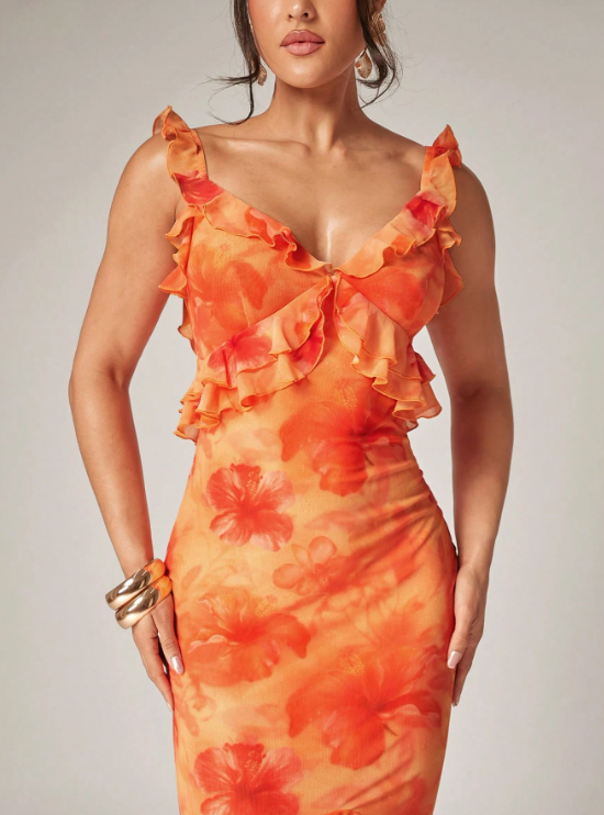 BLOOM RUFFLES MAXI DRESS