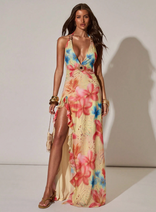 Cyrus Backless Metal Maxi Dress