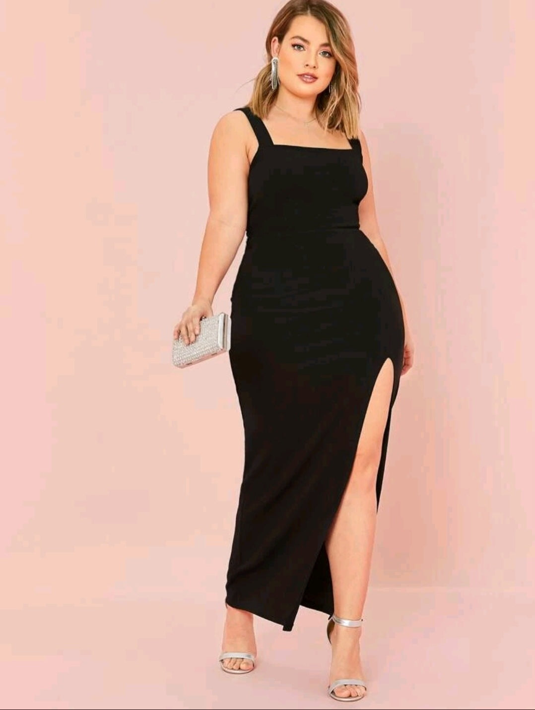 Split Thigh Solid Maxi Dress