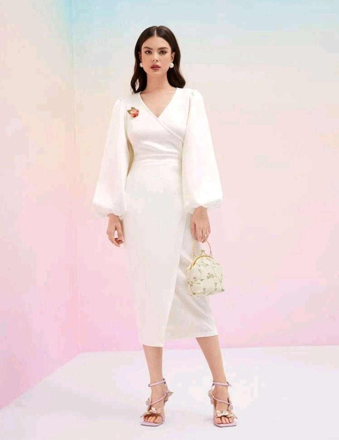 Cordelia Wrap Hem Dress - White