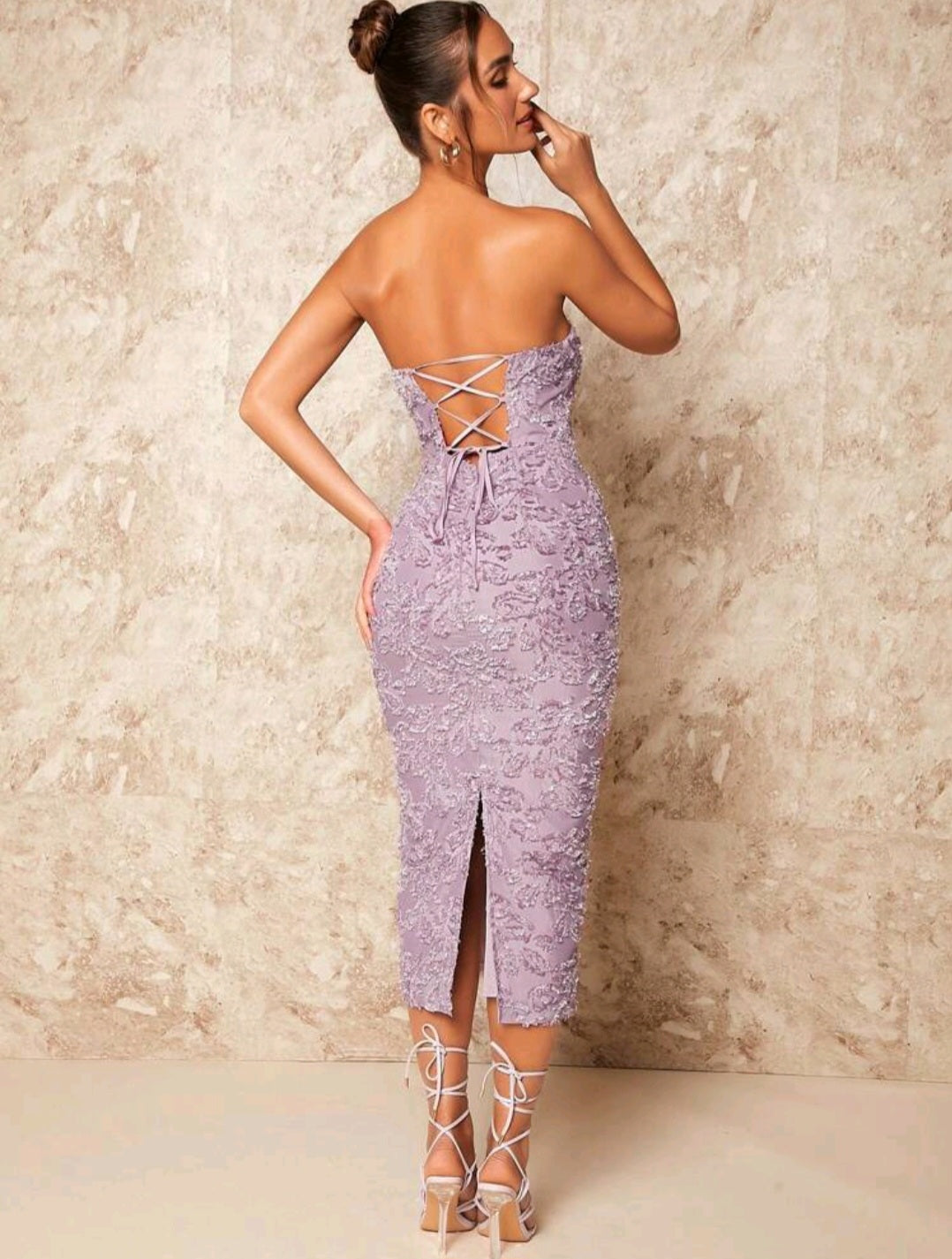 Floral Jacquard Tube Bodycon Dress