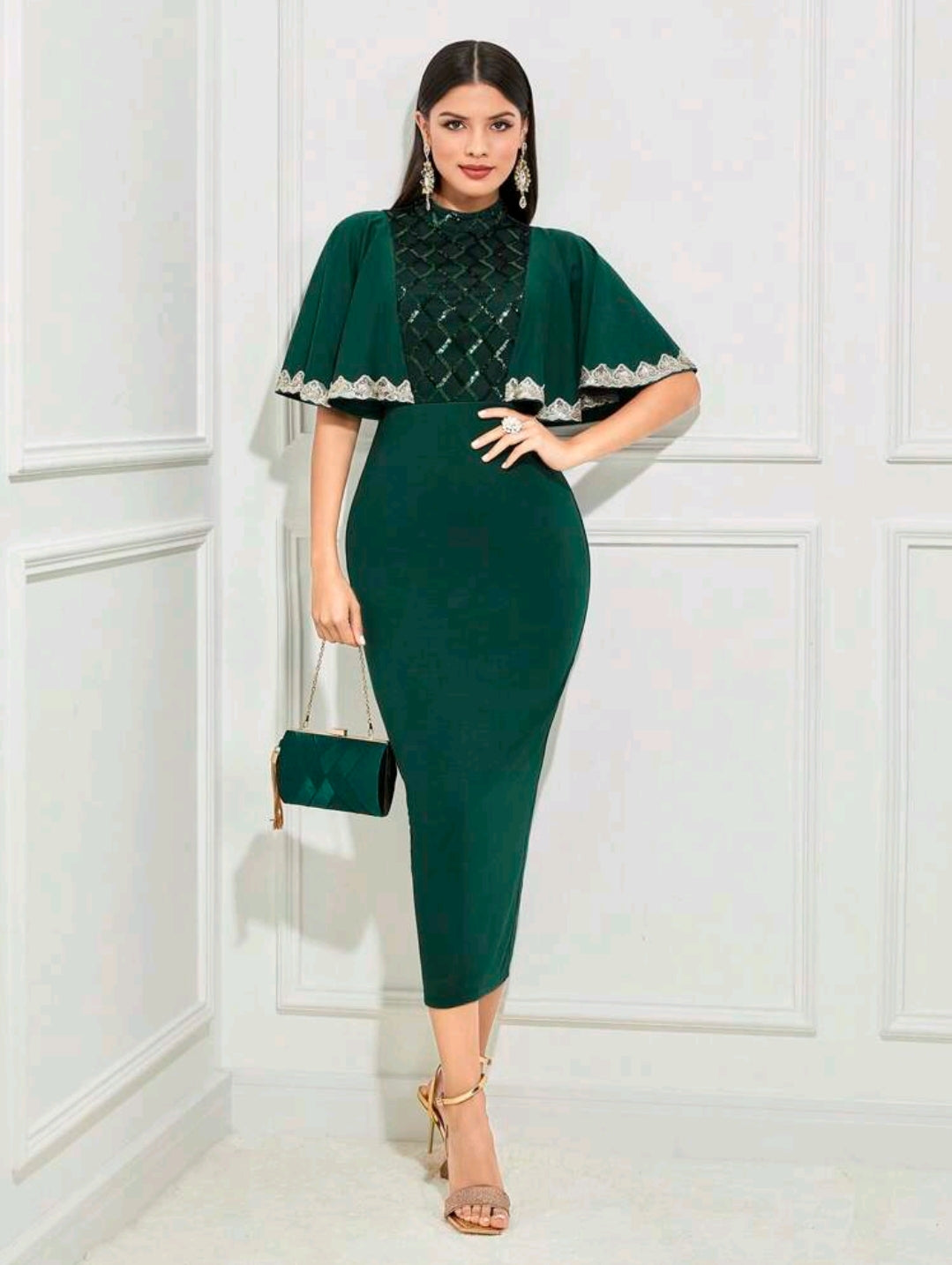 Phobie Sequin Midi Dress - Green