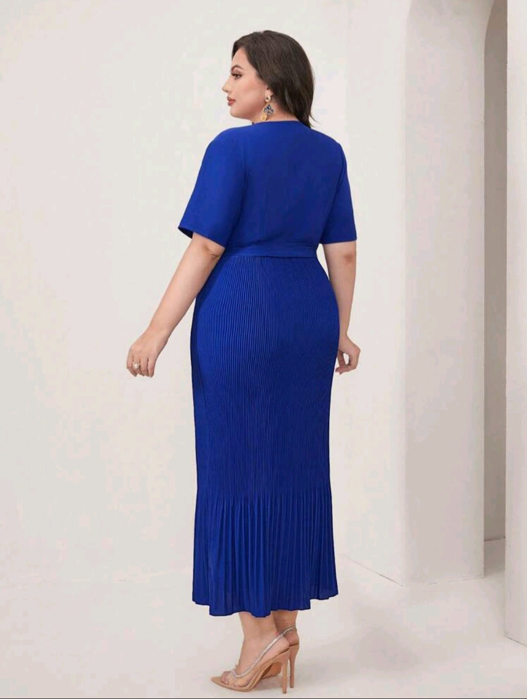 Abigail Pleated Hem Dress - Royal Blue