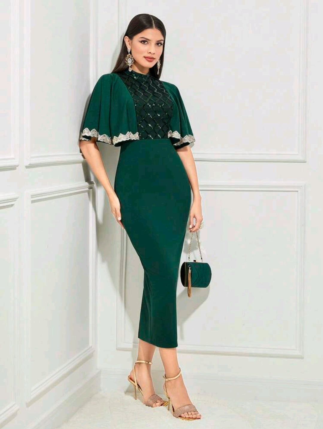 Phobie Sequin Midi Dress - Green